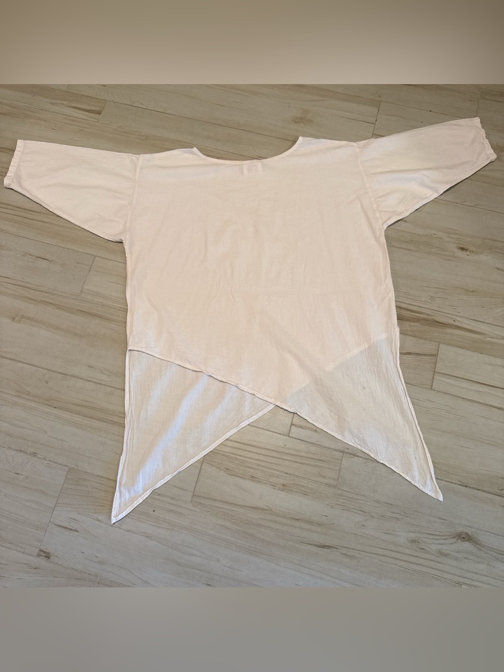 Soft Cream Asymmetrical Tunic Top Natural Fiber Relaxed Fit Approx XL